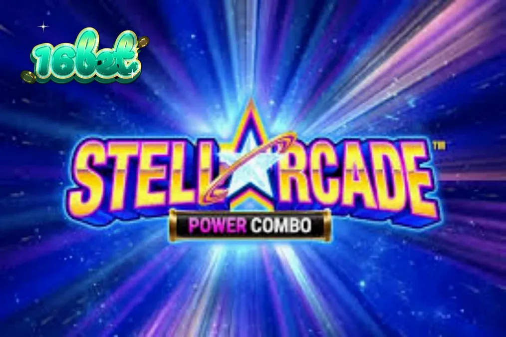 Interface de jogo do slot Stellarcade Power Combo com elementos neon e espaciais